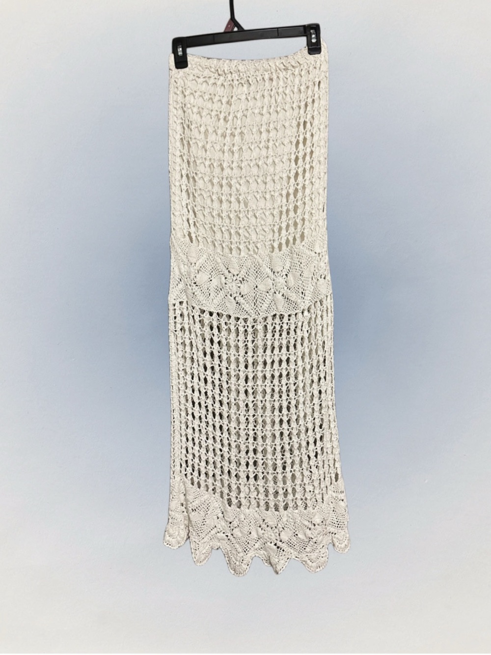EARTHBOUND Cream Crochet Maxi Skirt